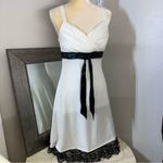 My Michelle  White and Black Pleated Wrap midi dress Photo 11