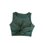 Aerie offline Ribbed Shine Twist Front Sports Bra stretch crop top green XL Photo 1