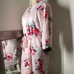 Apt. 9  Satin Pink and Red Floral Kimono Robe Photo 2