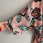 Victoria's Secret Vintage  Sheer Pink Stripes Roses Tie Front Kimono Womens M Photo 2