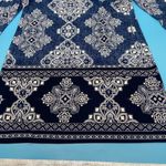 Studio One  New York Women's Blue Patterned Dress 3/4 Length Bell Sleeves Size XL Photo 5