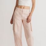 Madewell Garment Dyed Low Slung Straight Baggy Cargo Pants in Fade Petal Pink 25 Photo 0