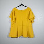 Eloquii NWT  Golden Yellow Pleated Sleeve Peplum Top Size 26 Photo 6