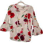 Old Navy  Red and Pink Floral Women's Blouse Photo 0