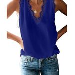 Boutique  Royal Blue Lace V-Neck Sleeveless Blouse M Photo 0
