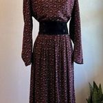 Karin Stevens Vintage Prairie Floral Suede Leather Button Bodice Long Sleeve Dress Size large Photo 0