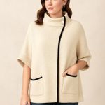 LC Lauren Conrad Cream Poncho with Black Accents Cape Sweater One Size (EUC) Photo 0