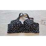 NWT California Black/white polka dot twist front molded cup bikini top size 2 Black Photo 4