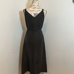 Garnet Hill Black Wrap Maxi Dress Sz 12 V Neck Sleeveless Tie Waist 100% silk Photo 3