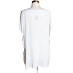 TUNIC BEACH COVER UP T. Zovich Solid with Floral Trim Swim Sustainable White NWT Size M Photo 6