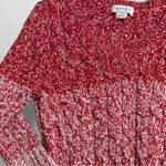 Liz Claiborne  L Women's Ombre Red Cotton Cable Knit Pullover Sweater Valentines Photo 4