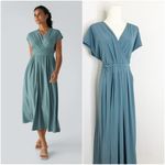 Halara Breezeful V-Neck Short Sleeve Midi Dress – Blue – Size 2X Photo 1