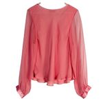 Victoria's Secret  | Vintage Pink Long Sleeve Pajama Top Flowers Mesh Silk Size M Photo 3