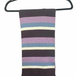 Ann Taylor  Factory Striped Scarf Purple Blue White Colorblock Fringe Knit Winter Photo 0
