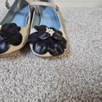 Frances Valentine Ivory Mary Jane Block Heel Shoes Size 7B Flower‎ Embellished Photo 4