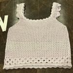 AQUA  Women's Lilac and White Crochet Crop Top Photo 7