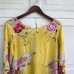 Jaase Women’s Shirt Tunic Yellow Floral Swan Ladder Lace Boho Medium Photo 3