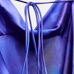 ZARA  dress maxi long open back satin effect blue bodycon wedding party cocktail Photo 13