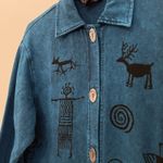 VTG 1990s BFOFO Tribal Canadian Koppipeli Blue‎ Native Cotton Shirt Jacket S Blue Photo 1