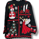 Nutcracker womens size small ugly Christmas sweater tree snowman angel presents Black Photo 0
