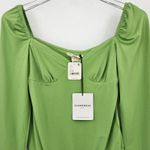 Free People Glamorous Long Sleeve Sweetheart Neck Bodysuit Green Sz M Photo 4