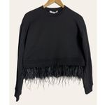 Derek Lam 10 Crosby Black Crewneck Ostrich Feather Hem Pullover Sweater Size S Photo 2