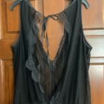 Victoria's Secret  Black Scallop V Neck Back Tie  Lingerie Romper Teddy Large Photo 3