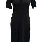 Pact  Linen Blend Collared Split Neck T-Shirt Dress Classic Black size XS Photo 0