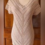 Maurice's Short Sleeve Sweater Dress Tan With Speckles of Pink, Teal & Gold Photo 0