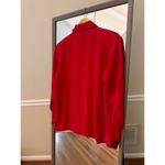 Yves St. Clair Red Ruffle Button Down Blouse Sz 8 Long Sleeve Vintage Retro Photo 3