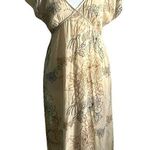 Free People  Floral Split Cap Flutter Sleeve Year Round Cotton Gauze Midi Dress Photo 0