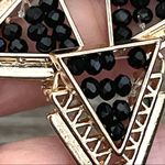 Gold tone black beaded triangle necklace Photo 6