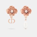 Christian Dior Dior D-Millefiori Earrings Matte Pink-Finish Metal and White Resin Pearls Photo 8