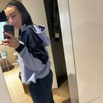 Athleta Stylish Navy and Light Blue Quarter-Zip Pullover Photo 4