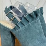 Seychelles  by Anthropologie Sightseeing Suede‎ Slingback Peep Toe Heels Teal 9 Photo 6