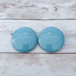 Vintage Clip On Earrings Extra Large Retro Circle 1.5" Light Blue Photo 1