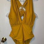 Allihop Vibrant Yellow One Piece with Plunging V Photo 0