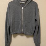 Brandy Melville Grey Full Zip Cropped Jacket Photo 0