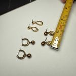 Monet Signed  Gold Tone Dangle Pierced Earrings 2 With Rhinestone Lot Of 3 Photo 2