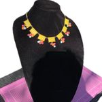 Mika Yoga Wear Yellow and Red gold tone squares and drops geometric Necklace 20” Photo 0