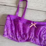 Betsey Johnson Purple Floral Lace Underwire Bandeau Convertible Bra Size 36C Photo 5