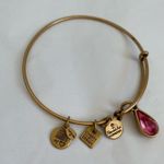 ALEX AND ANI  Gold Tone Pink Jewel Adjustable Bracelet Photo 3