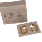 Vintage 1987 AVON Silvertone Touch of Blue Enamel Hoop Earring Pierced Bold Chic Silver Photo 3