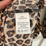 ee:some Eesome Women's S Long Sleeve Smocked Waist Mini Dress Tan Cheetah Print Tie Neck Photo 6