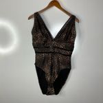 Swimsuits for All Leopard Print Lattice Plunge One Piece Swimsuit Size 16 Brown Photo 1