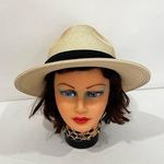 Boutique Sunhat Fedora Style Hat With Black Band Packable Tan Cream Photo 0