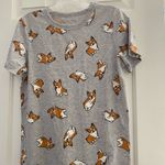 Zoe & Liv short Sleeve Corgi Print Shirt Gray XS Photo 6