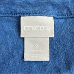 Chico's Chico’s 100% Linen Blue Stretch Henley Short Sleeves Tee, Sz Large Photo 7