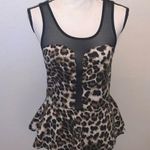 Love j  USA cheetah print Black Mesh Date Night Club peplum Top Photo 0