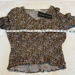 Paper Crane crop v-neck smocked floral top NWT green XS Photo 5